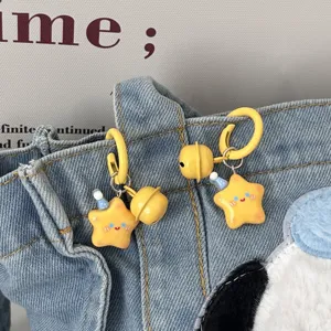 Cute star bell keychain pendant with round buckle, sweet style bag accessory for gifts.