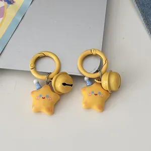 Cute yellow star bell keychain accessory ins style metal ring pendant gift for women