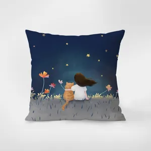 Federa per cuscino in morbido velluto con illustrazione di notte stellata per divano.