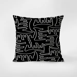 Housse de coussin design abstrait noir blanc velours coussin pour canapé salon déco.