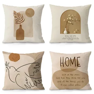 Modern Minimalist Abstract Throw Pillow Cover With Nordic Geometric Plant Designs Soft Plush Fabric For Living Room Sofa Home Decor