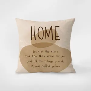 Detail view of the minimalist velvet throw pillow with abstract design and artistic typography.