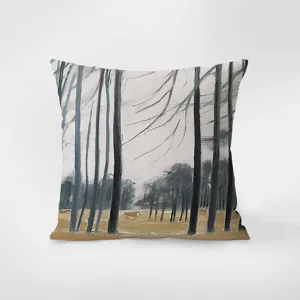 Housse de coussin imprimé forêt d'art nordique, oreiller en velours, déco moderne