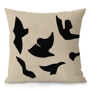 Housse de coussin moderne minimaliste avec imprimé d'art d'oiseau abstrait pour canapé.