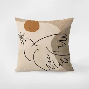 Modern minimalist abstract line art decorative pillow velvet cushion cover for sofa living room.