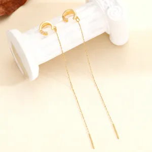 Gold Long Chain Ear Cuffs Non Piercing Minimalist Tassel Earring Jewelry for Women