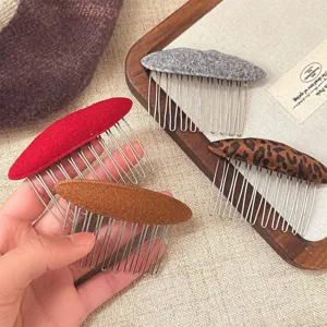 Vintage felt insert hair comb side clip for women bangs styling and elegant updo accessories