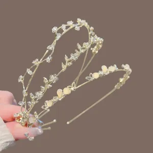Serre-tête fin en métal et perles style fée pour femme, élégant accessoire pour l'été.