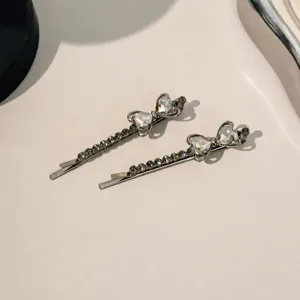 Barrettes à cheveux en cristal noir avec strass scintillants, pinces élégantes pour frange.