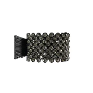Pince à cheveux strass scintillante, élégante pince griffe en métal noir chic.