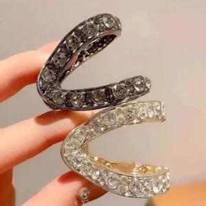Élégante Pince à Cheveux en Forme de V avec Strass Support de Queue de Cheval Haute Alliage Spirale Accessoires de Coiffure Mode pour Femmes