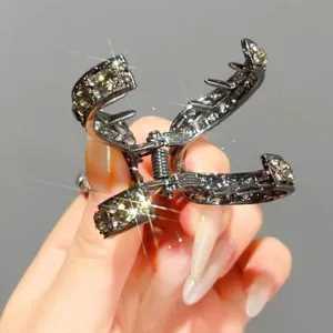 Pince à cheveux strass étincelante, petite griffe en métal pour coiffure élégante.