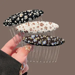Floral fabric hair insert comb set, side bangs styling tool for women and girls daily wear