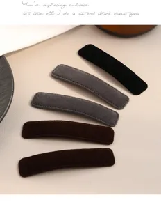 Autumn winter velvet rectangular hair clip side bang hairpin cute hair accessories detail.