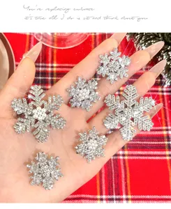 Christmas snowflake rhinestone hair clips set, sparkly crystal hair pins for women styling.