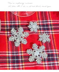 Christmas snowflake hair clips with sparkling rhinestones, elegant side hairpin set for women.
