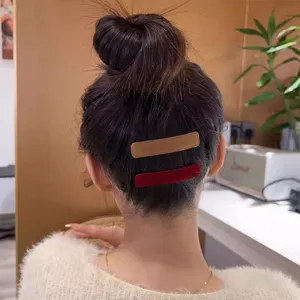 Autumn winter rectangular flocked hair clips snap hairpins for women side bangs styling
