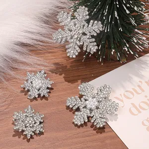 Christmas sparkling rhinestone snowflake hair clips set, elegant side bangs hairpin.