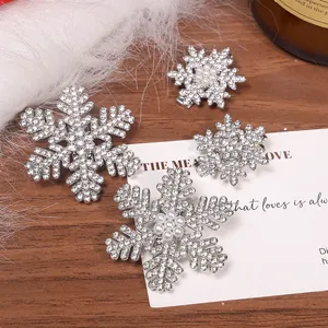 Christmas snowflake rhinestone hair clips set, shiny crystal metal side clips for women.