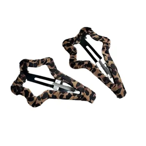 Leopard print snap hair clip sweet retro cloud shape side bangs hairpin for women fashion
