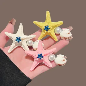 Colorful starfish hair clip set sweet cute summer side bangs hairpin for women daily photos