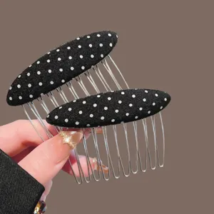 Ensemble de peignes à cheveux à pois noirs et blancs, épingle élégante pour coiffer la frange.