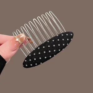 Peigne à cheveux noir et blanc à pois pour femme, pince pour coiffure et frange chic