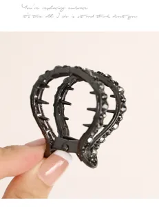 Black rhinestone bird nest hair clip, high ponytail claw clip, elegant hair accessories for women.