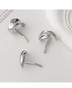 Minimalist metal hair clip set, irregular silver ponytail holder for women's elegant styling.