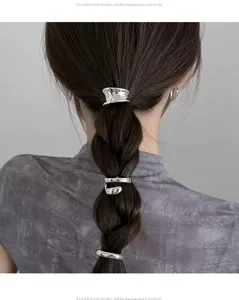 Simple metal ponytail hair clips silver irregular hair accessories for women elegant back head styling