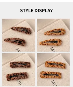 Pinces à cheveux en peluche imprimé léopard adorables barrettes douces accessoires stylés.