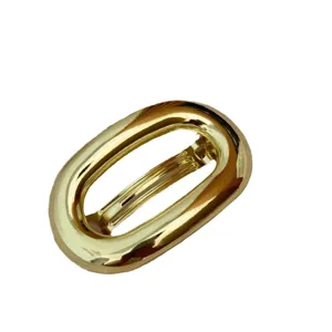Gold tone irregular oval hair clip elegant metal barrette spring clip for women styling hair