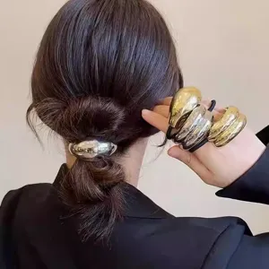 Minimalist metal geometric hair tie stylish ponytail holder elegant fashion hair accessory for women