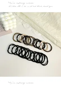 Detail shot of elastic hair ties in black and earthy brown tones, perfect for daily styling.