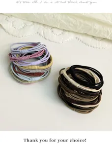 Detailed close-up of colorful elastic hair ties, high elasticity durable hair ropes for women.