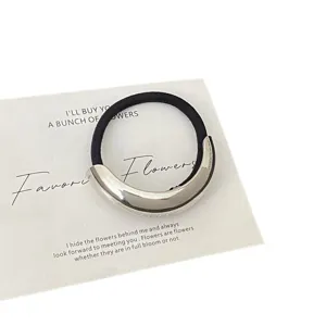 Minimalist metal geometric hair tie black elastic ponytail holder chic hair accessory