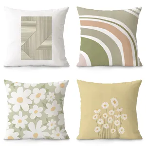 Nordic Minimalist Fresh Floral Pillowcase Velvet Square Throw Pillow Cover Cushion Cover For Sofa Living Room Home Decor