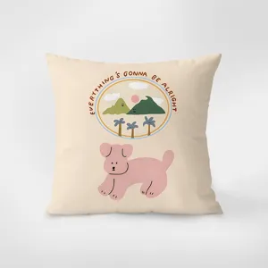Nordic minimalist cute animal pattern decorative pillow cover soft plush sofa cushion cover beige