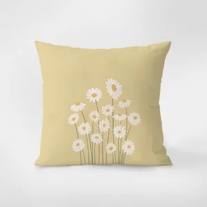 Nordic minimalist floral pattern throw pillow cover, elegant yellow daisy design for modern sofa.