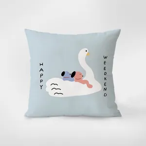 Nordic minimalist cute swan animal throw pillow cover for living room sofa decor