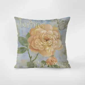 Housse de coussin décorative style français vintage avec motif floral pour canapé lit