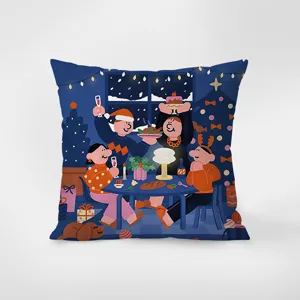 Nordic Christmas cartoon print throw pillow velvet sofa cushion home decorative cover 45x45