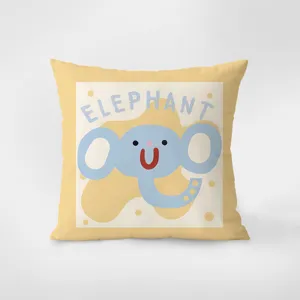 Nordic cute elephant print throw pillow cover, soft velvet decorative cushion for sofa bed.