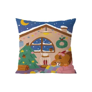 Nordic Christmas cartoon throw pillow velvet cushion cover for sofa living room decor.