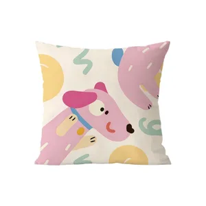 Nordic style abstract pink dog pattern velvet throw pillow for living room sofa and car decoration
