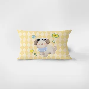 Funda cojín rectángulo terciopelo estilo coreano, detalle patrón perro caricatura tierno.