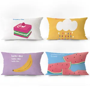 Housse de Coussin Décoratif en Peluche Imprimé de Fruits Mignons Style Crème Nordique pour Salon Chambre