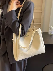 Stylish minimalist women shoulder bag, solid color casual tote handbag, elegant daily crossbody bag.