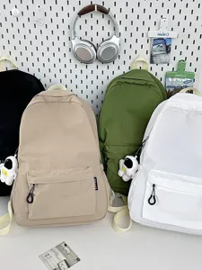 Sac à dos unicolore de grande capacité pour étudiants et navetteurs sac d'école stylé quotidien
