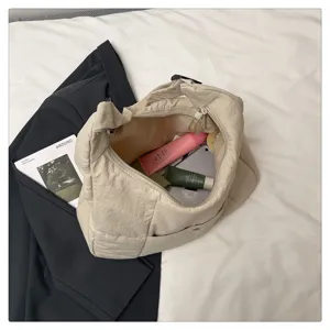Casual lightweight nylon tote bag for women, large capacity minimalist shoulder bag daily use.